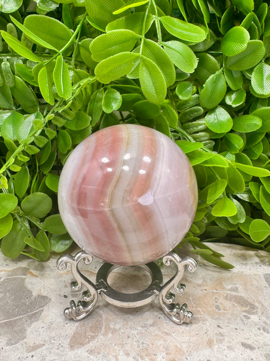 Pink Pistachio Calcite Sphere 552g