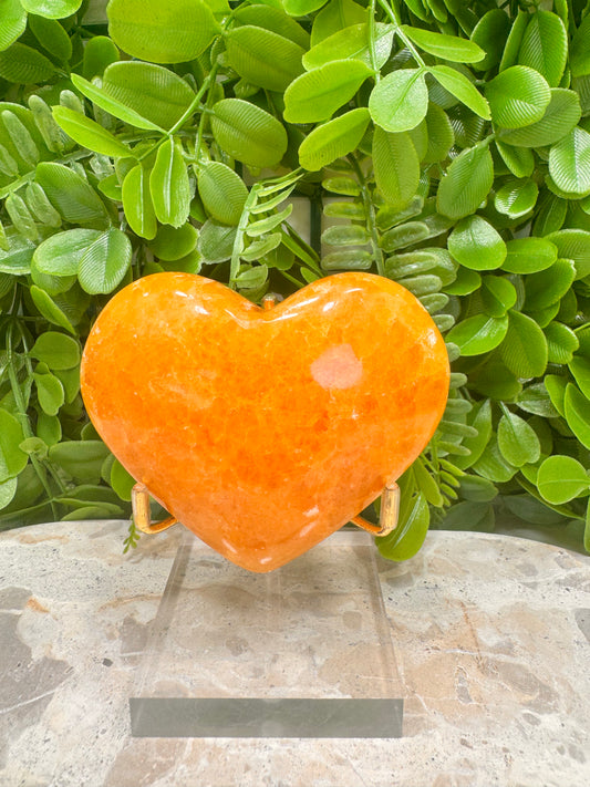 Crystalised Orange Calcite Heart 328g