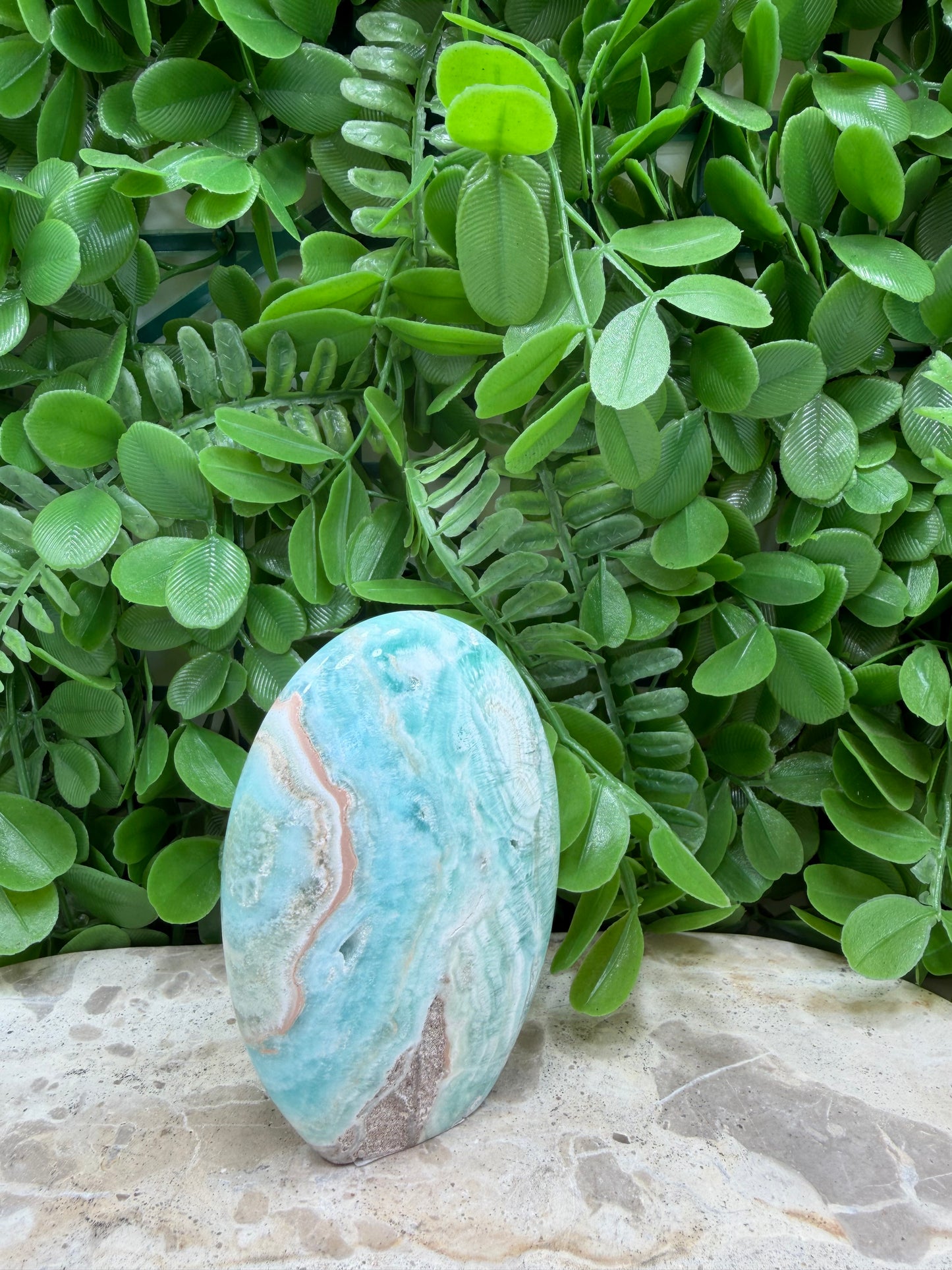 Standing Blue Aragonite Freeform 266g