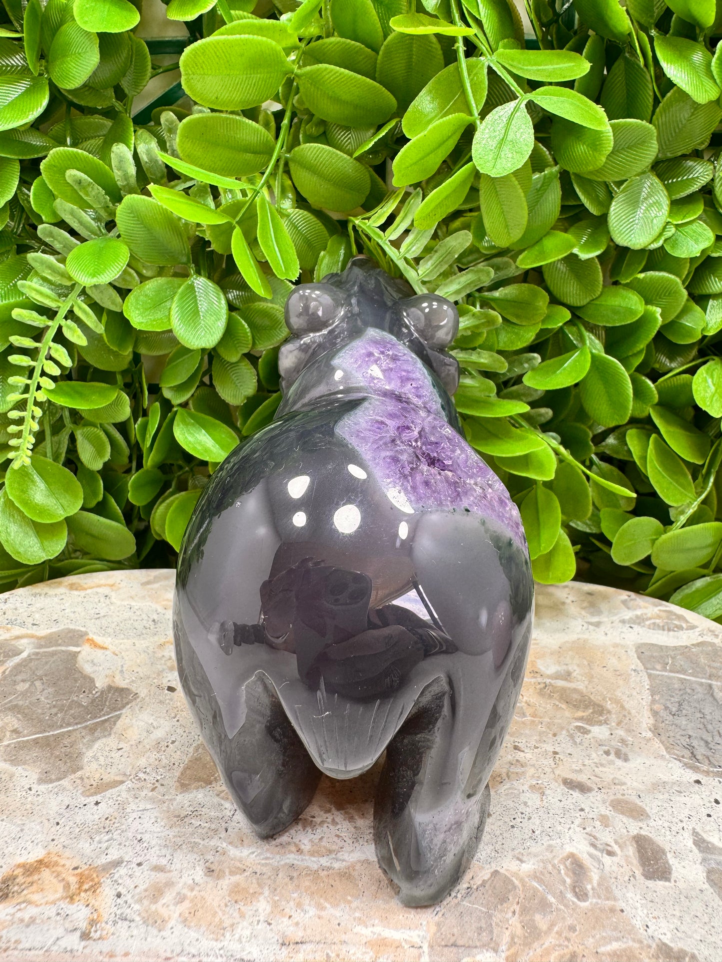 Amethyst Druzy Agate Bear 916g