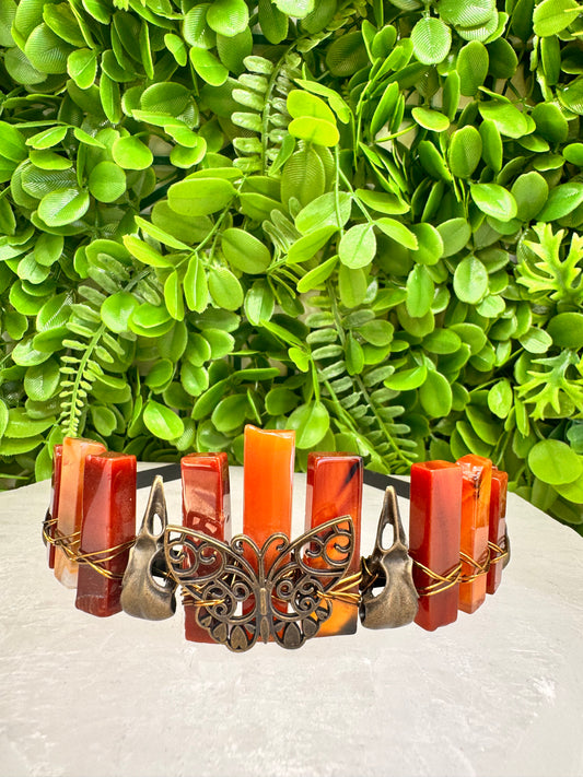 Carnelian Butterfly Raven Tiara 110g