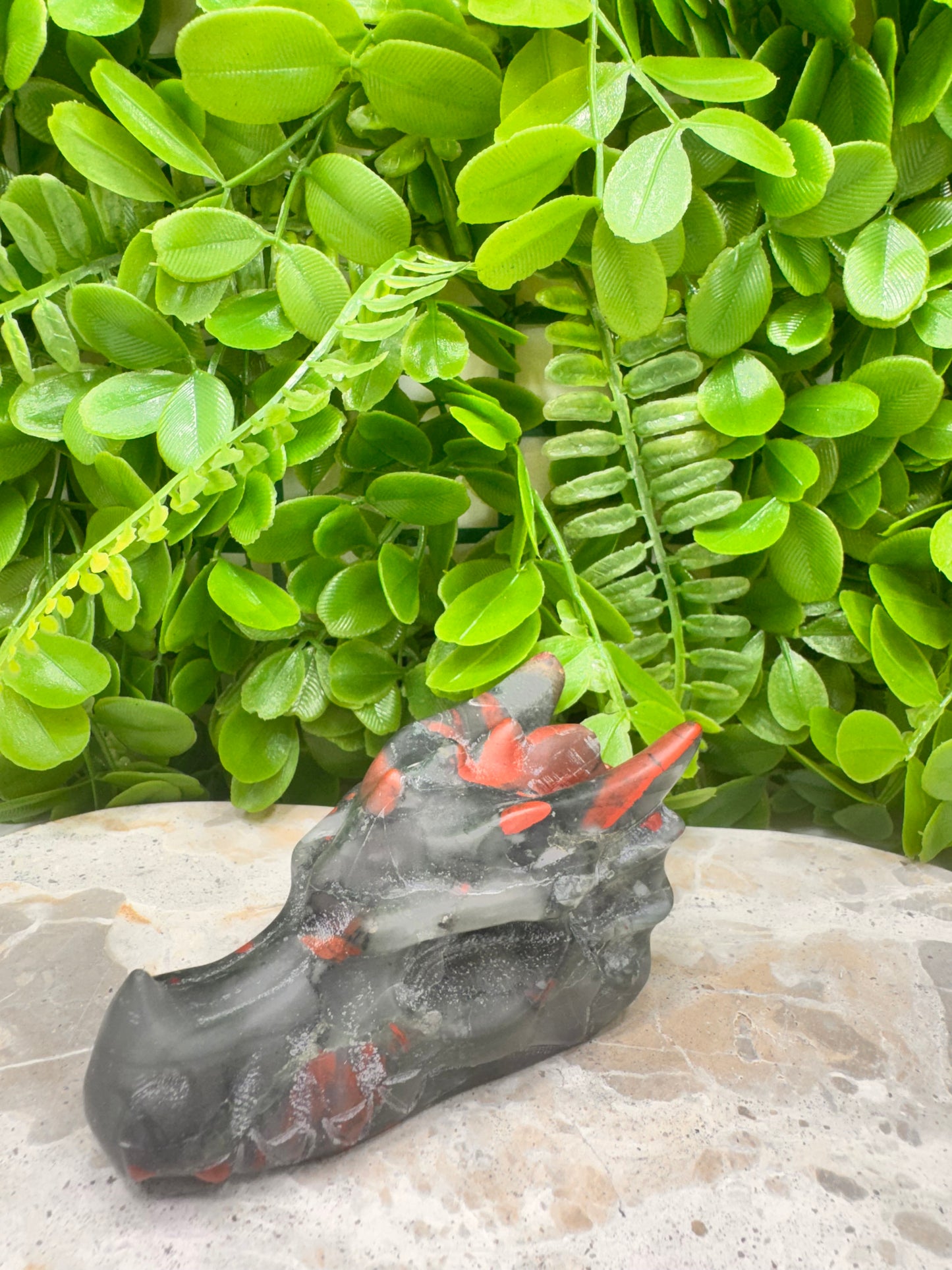 African Dragon Blood Stone Skull 268g