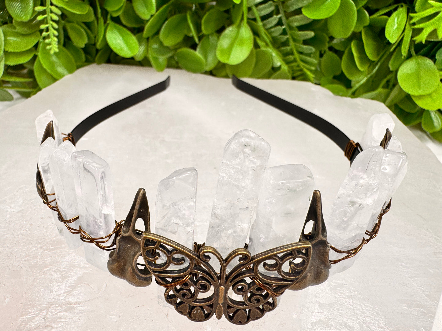 Clear Quartz Butterfly Raven Tiara 100g