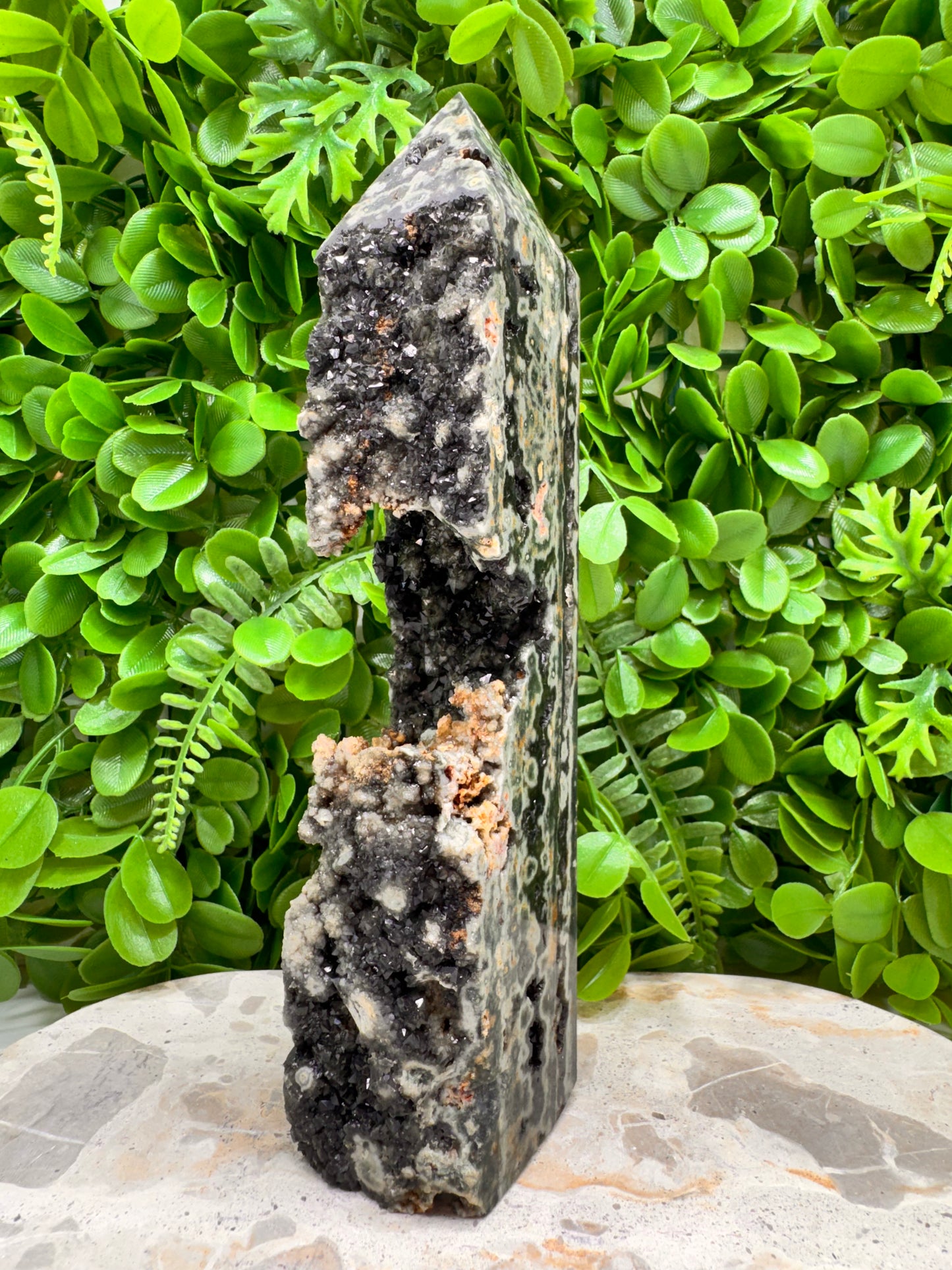 Bubble Ocean Jasper Druzy Tower Freeform 930g
