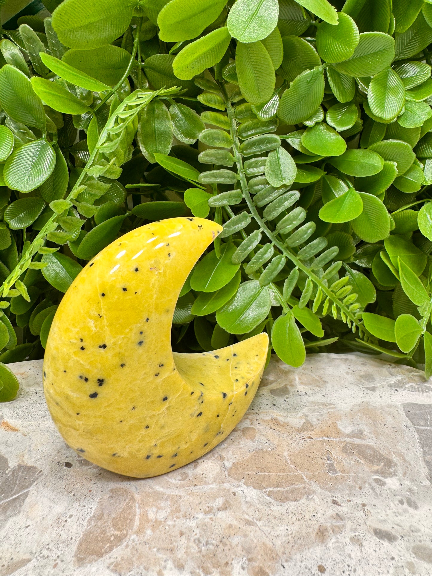 Yellow Jade with Hematite Moon 214g