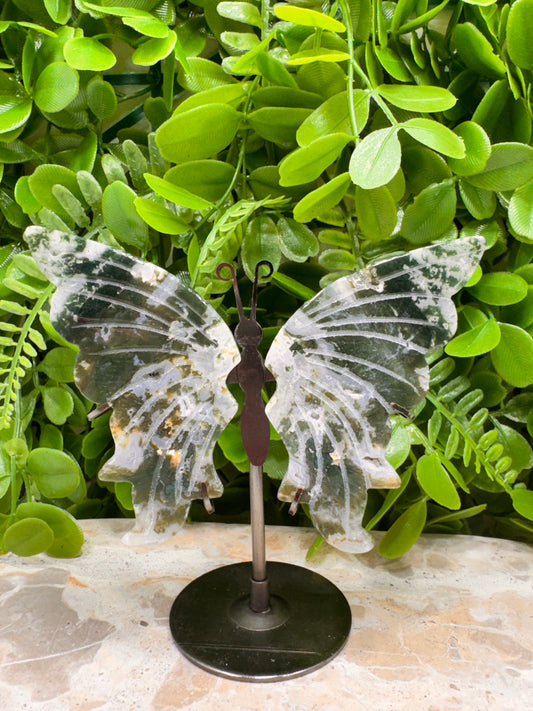 Moss Agate Butterfly 164g