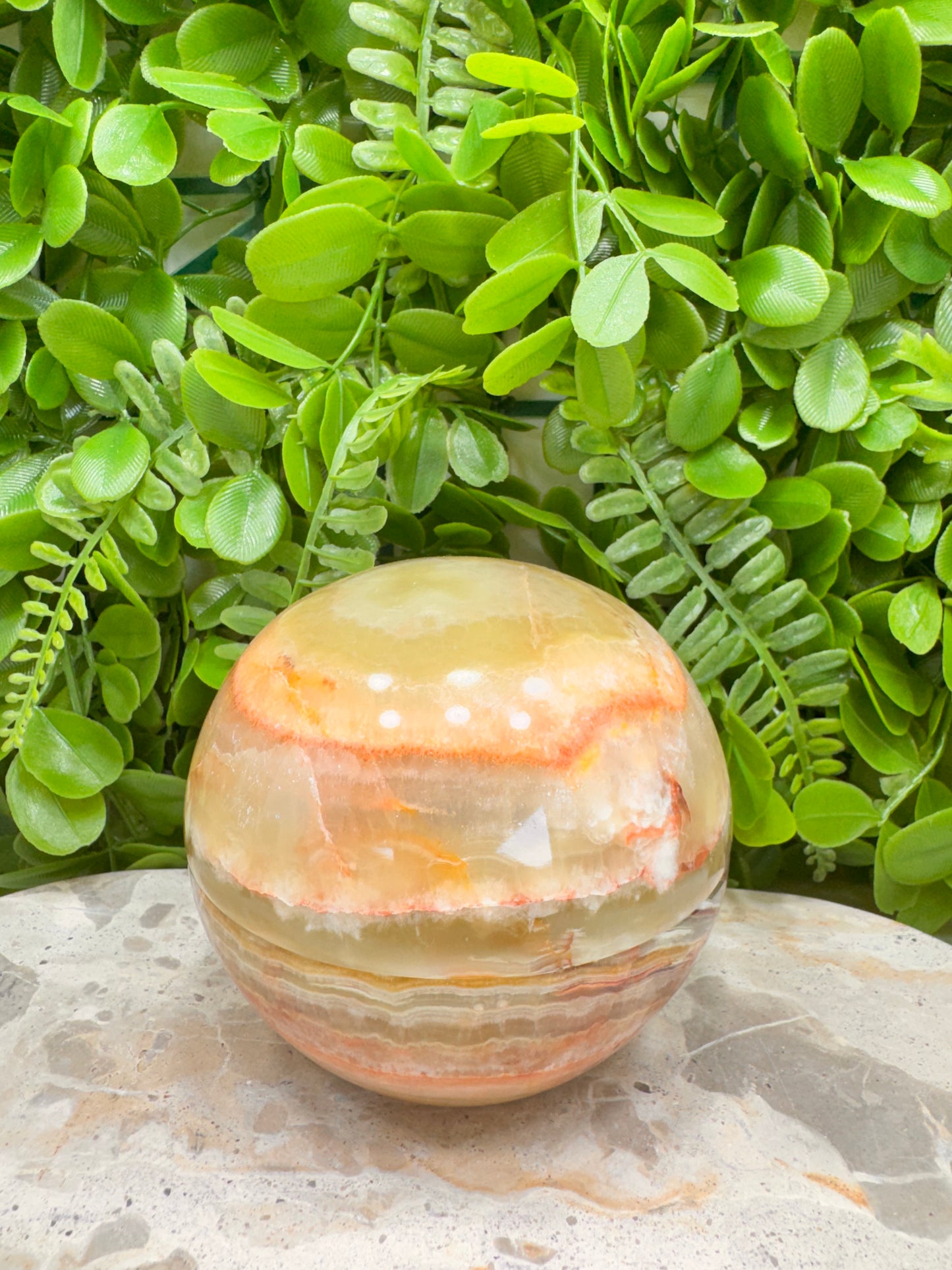 Green Banded Onyx Sphere Bowl 534g