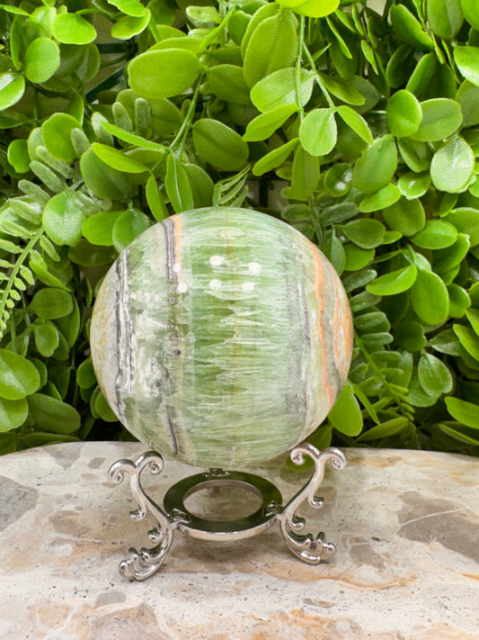Emerald Kiwi Calcite Sphere 760g
