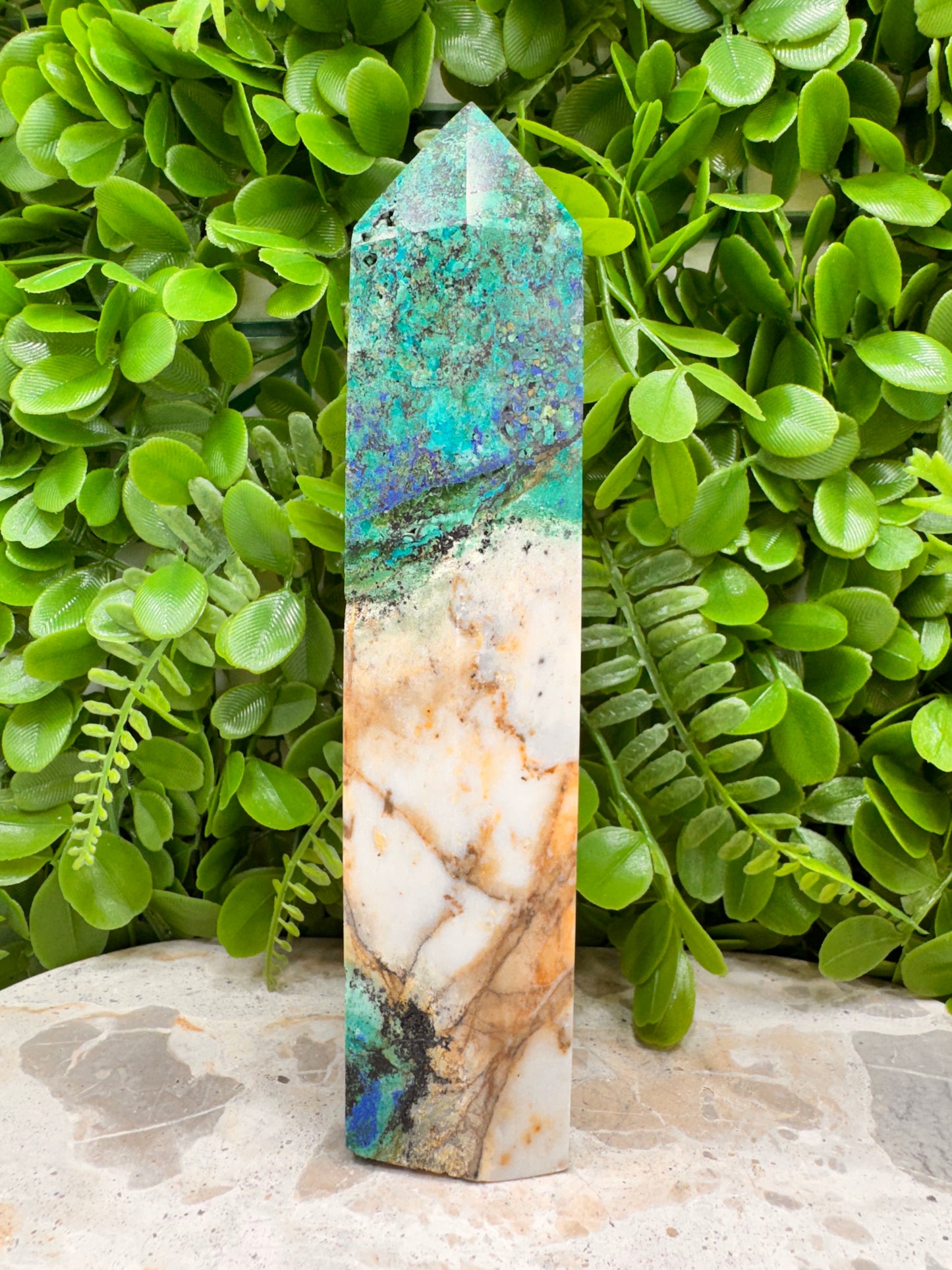 Azurite with Calcite Tower 772g