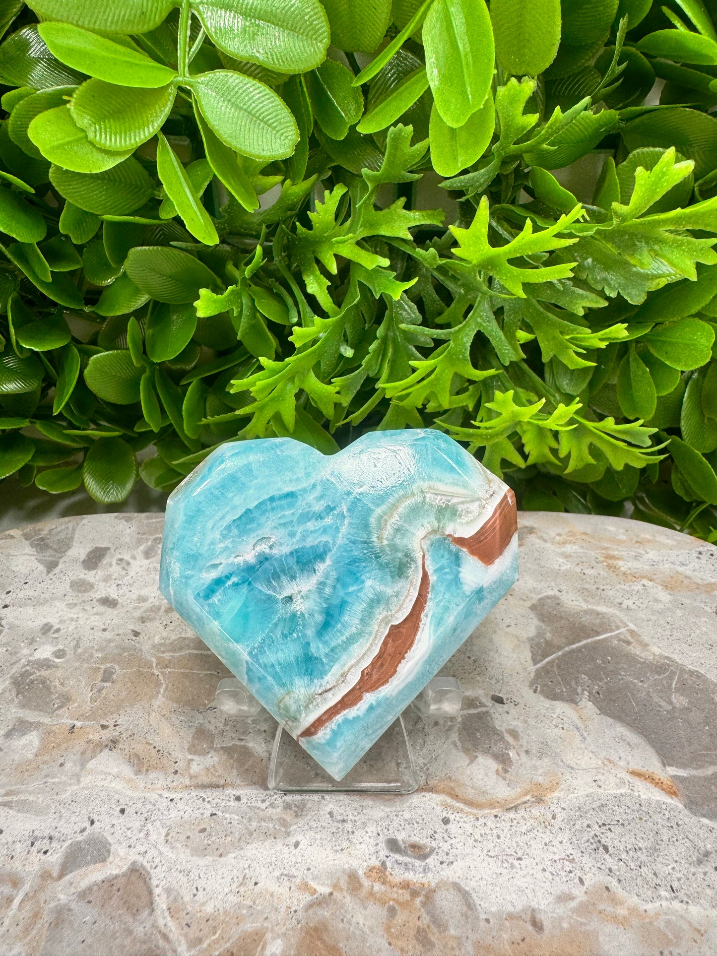Blue Aragonite Faceted Heart 162g