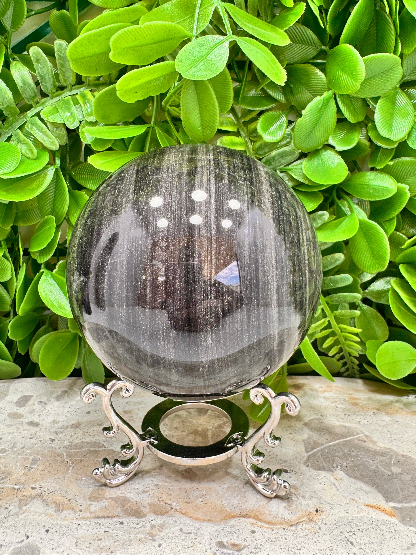 Silver Sheen Obsidian Sphere 698g