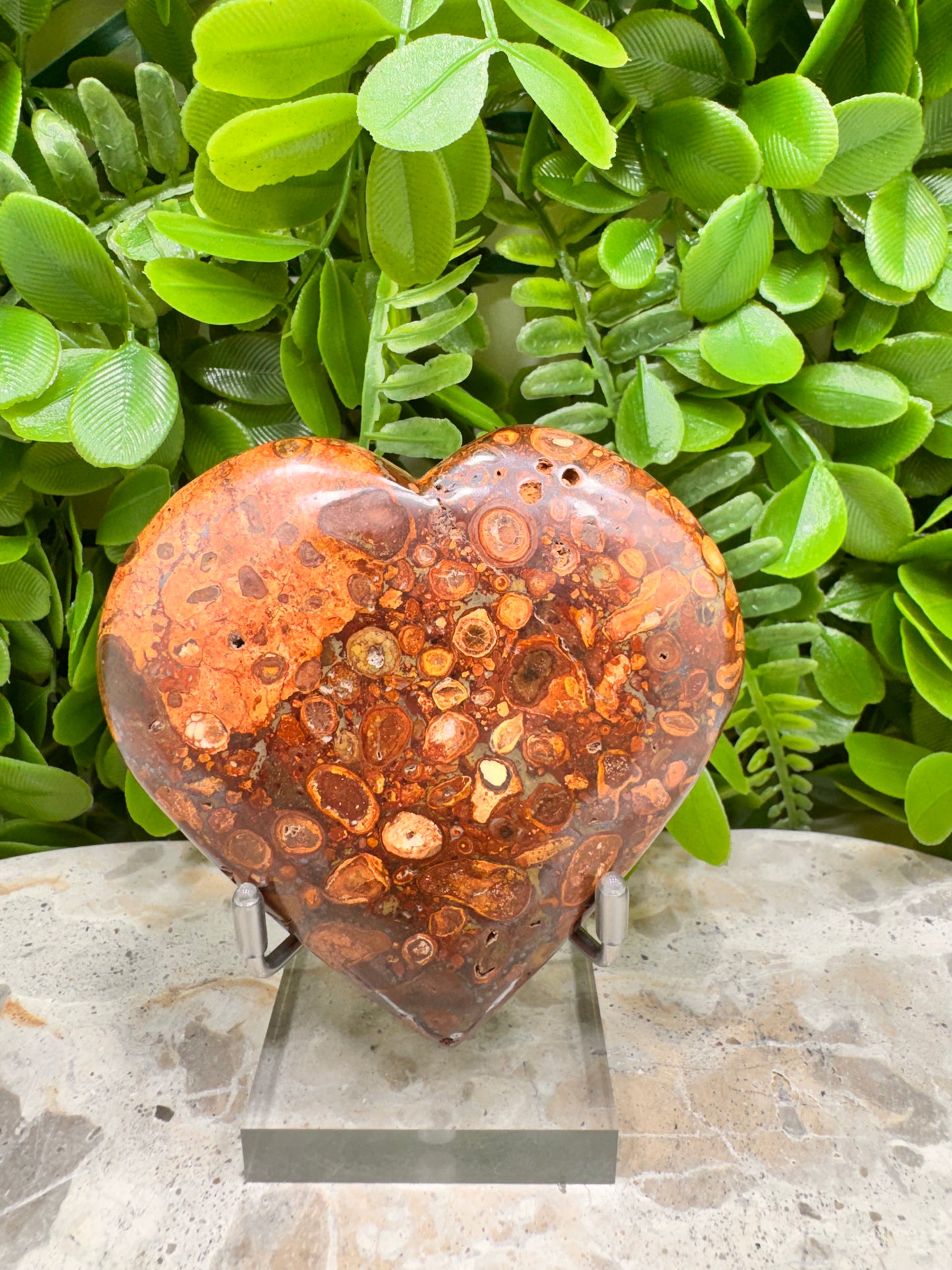 Coral Fossil Japser Heart 256g