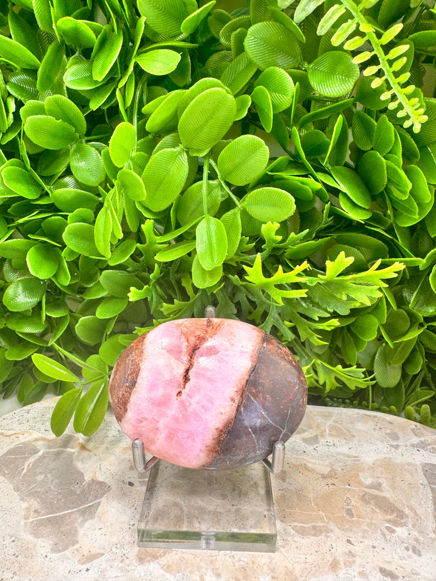 Pink Aragonite Palm Stone 160g