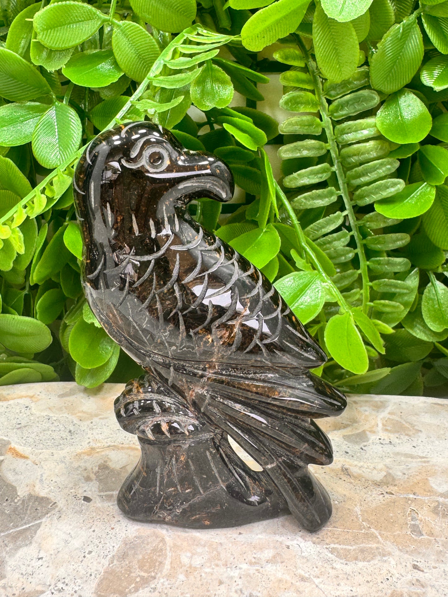 Yellow/Blue Tigers Eye Bird 188g