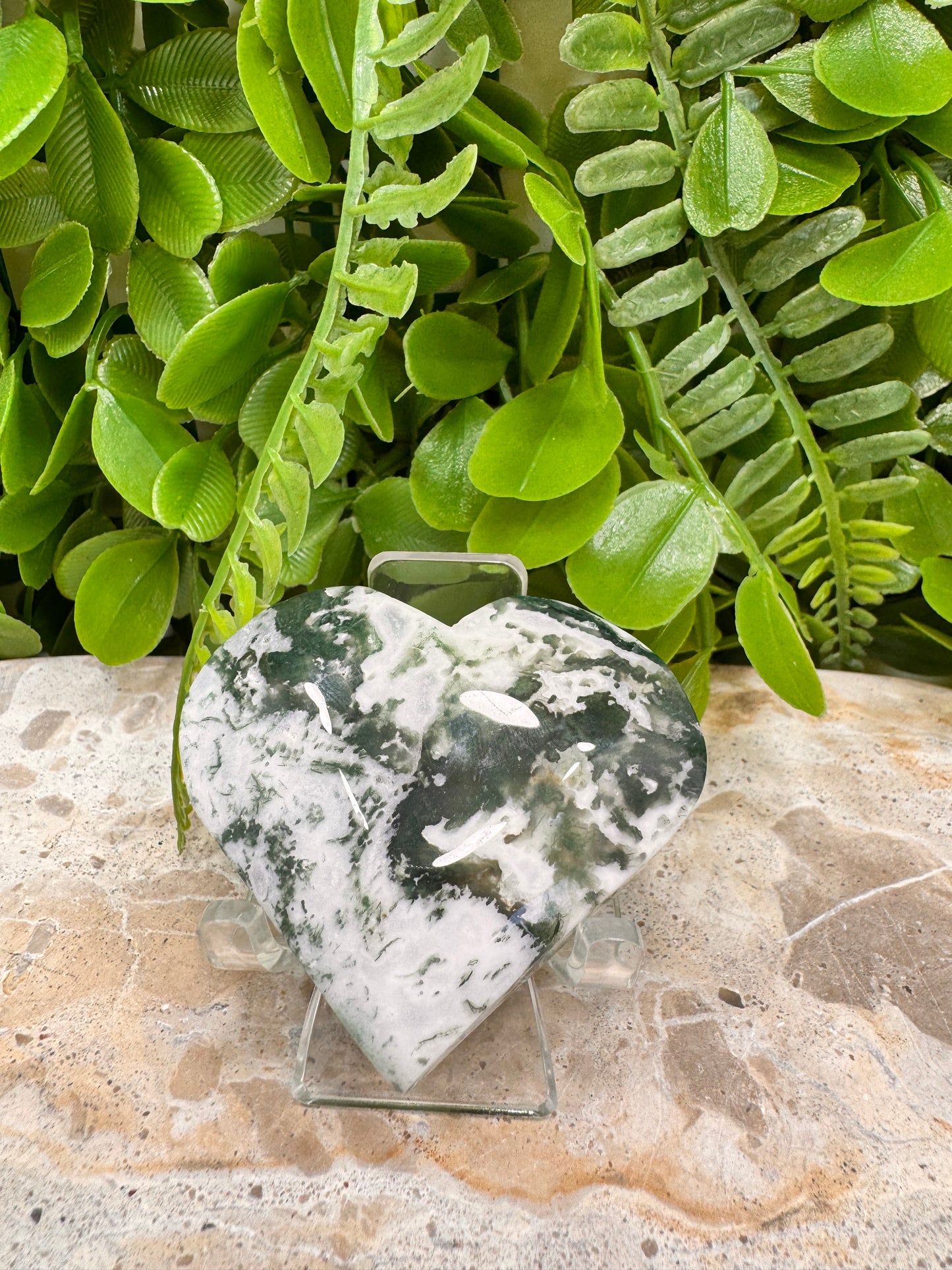 Moss Agate Heart 84g