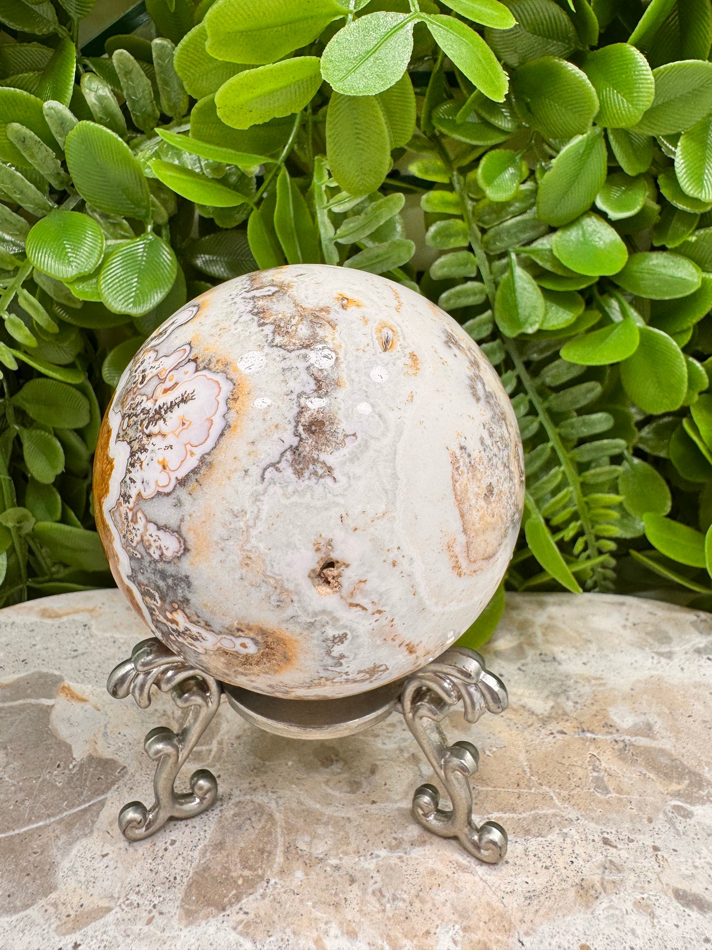 Dendritic Ocean Root Jasper Sphere 558g