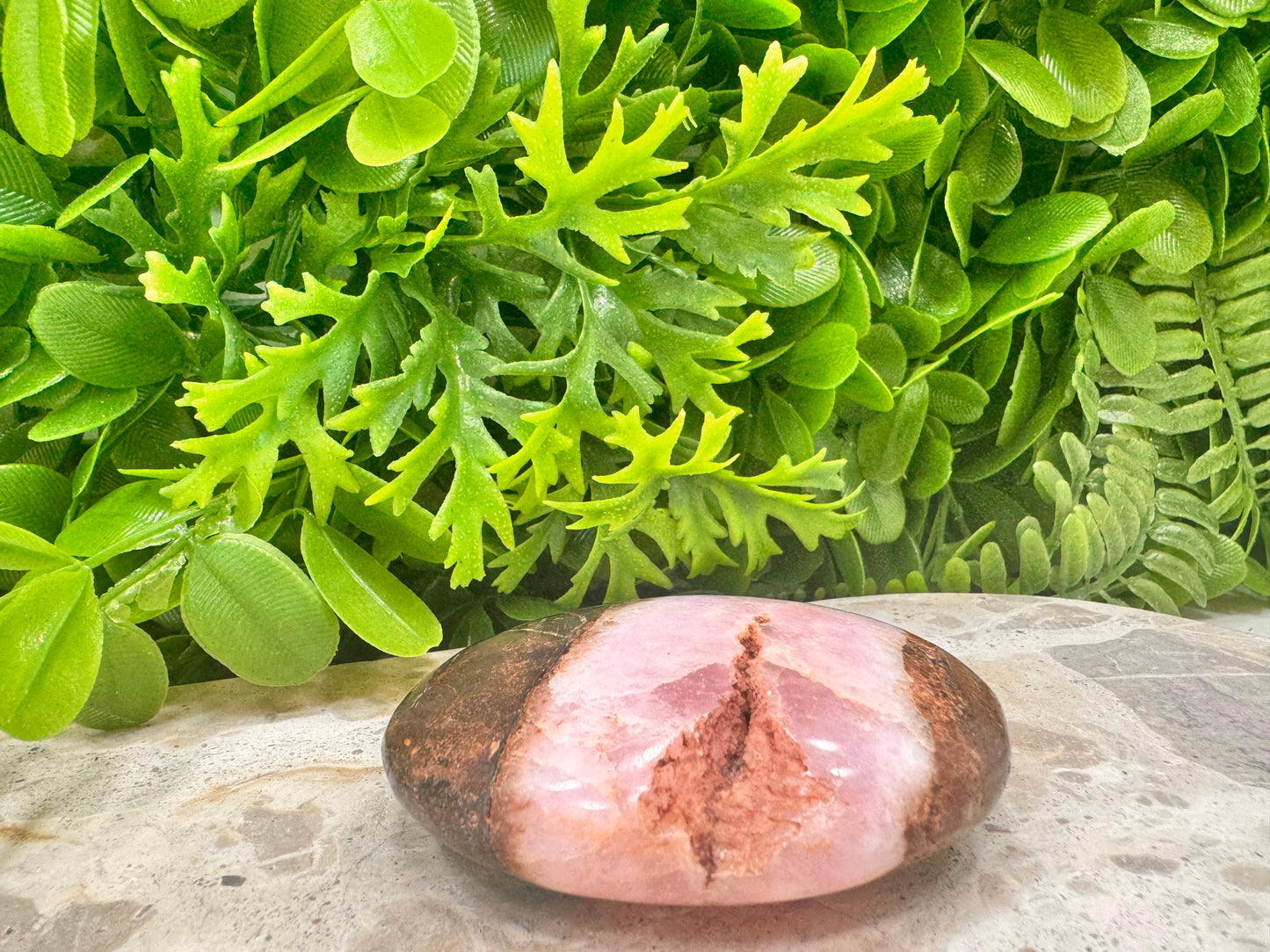 Pink Aragonite Palm Stone 160g
