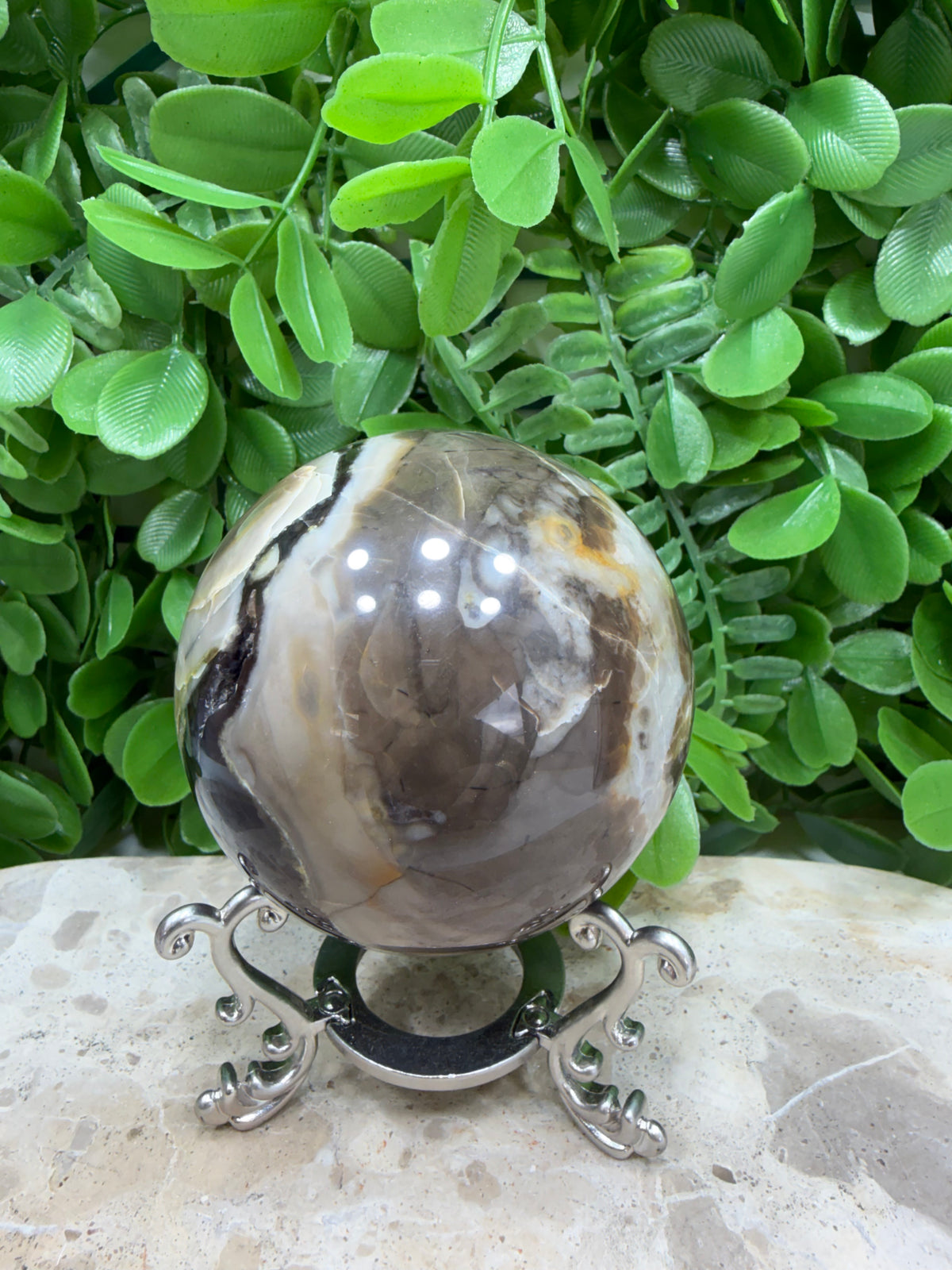 Volcanic Agate Sphere | Grounding • Protection • Strength