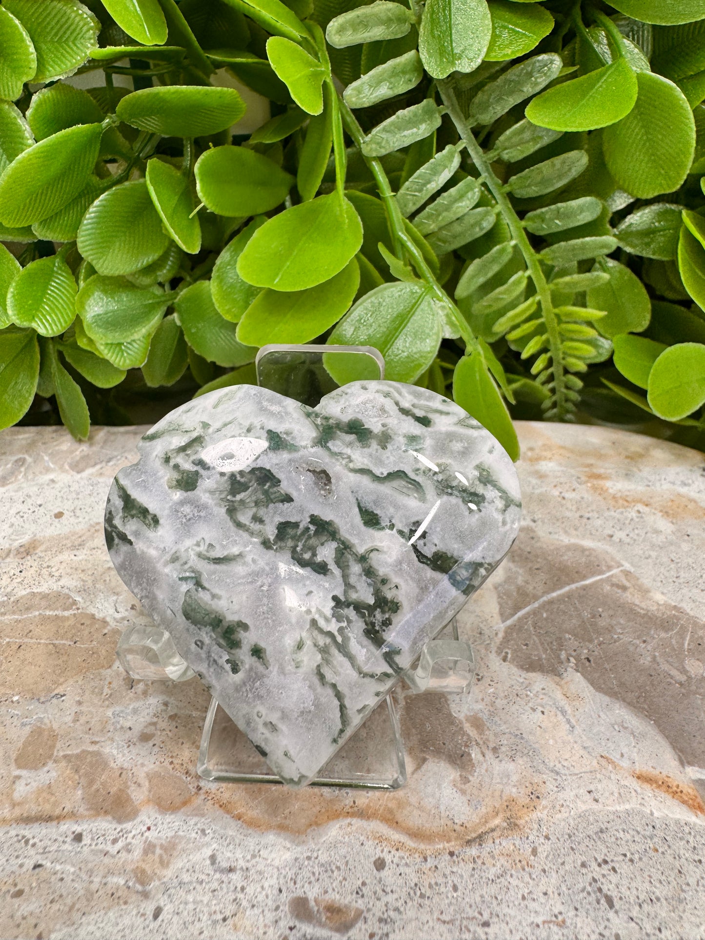 Moss Agate Heart 70g