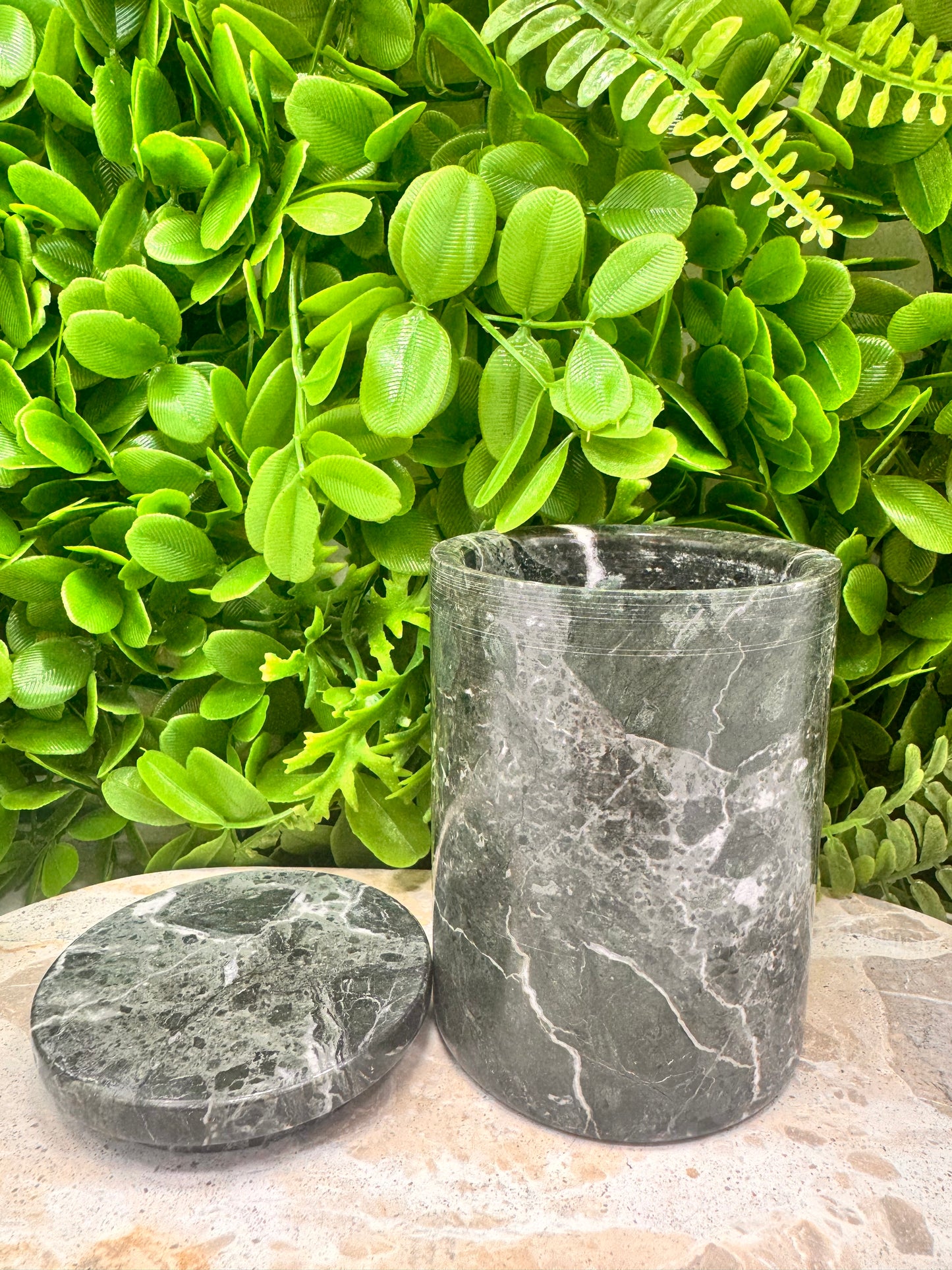 Black Zebra Jasper Jar with lid 2 pce 600g