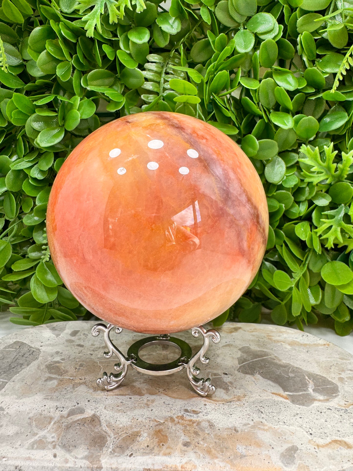 Peach Banded Calcite Sphere 2546g