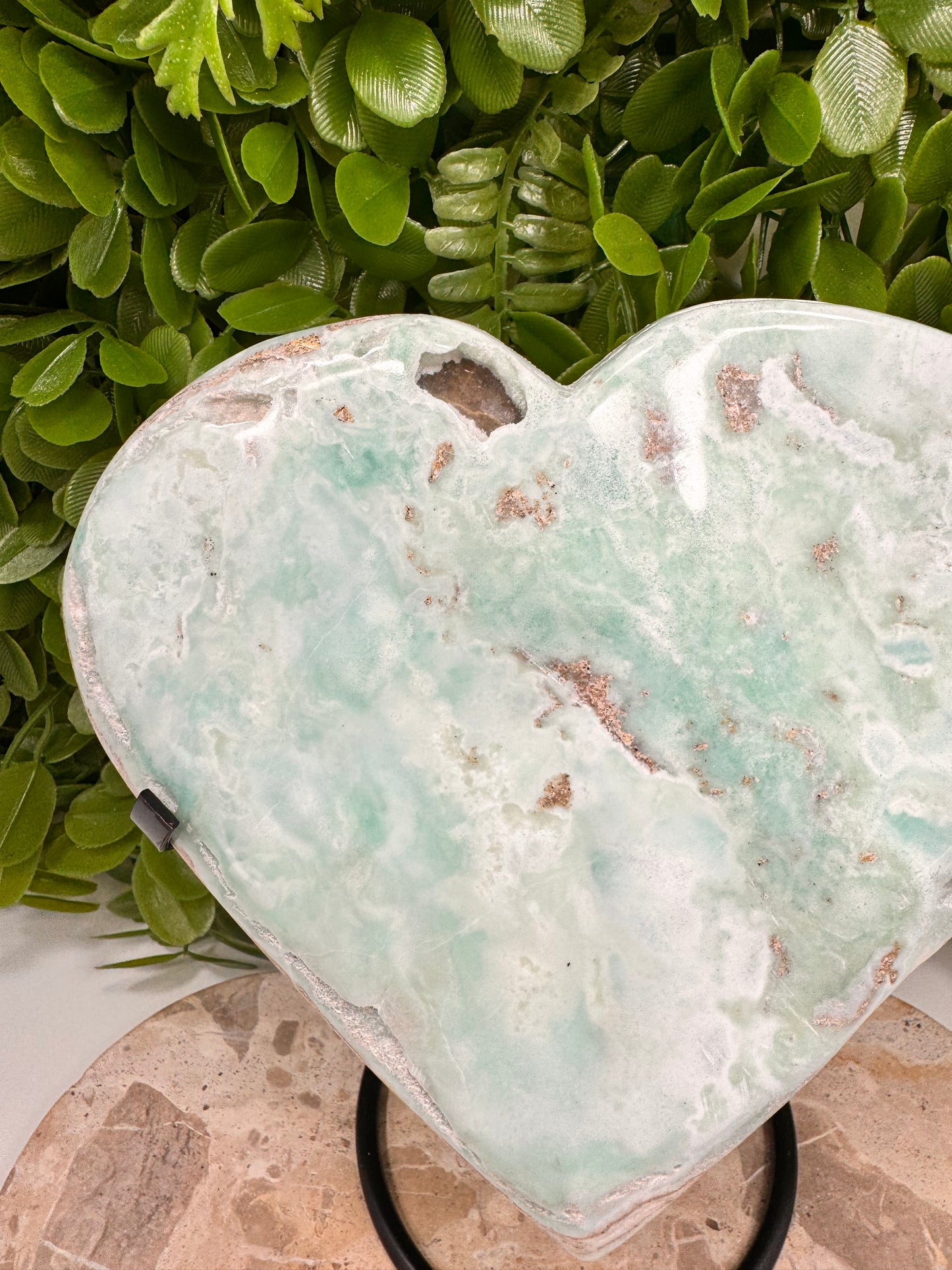 Blue Aragonite Heart 1402g