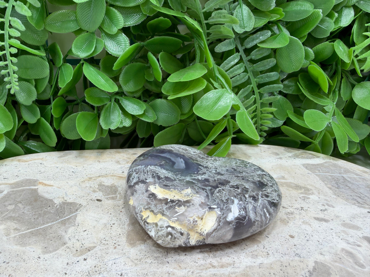 Moss Agate Heart  | Growth • Abundance • Grounding