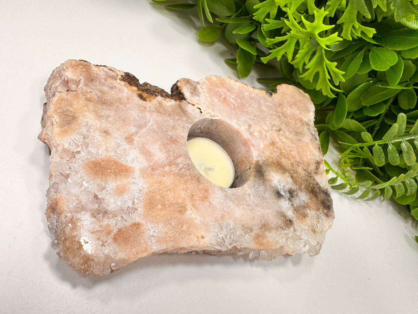 Pink Amethyst Tealight Holder 962g