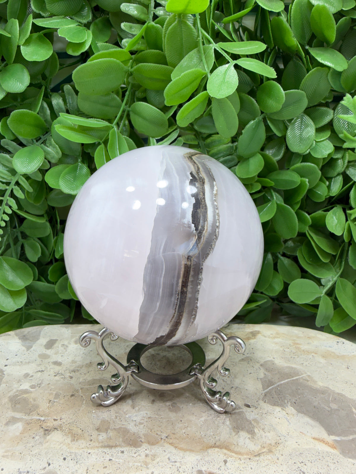 Smokey Pink Mangano UV Sphere 936g| Love • Compassion • Calm