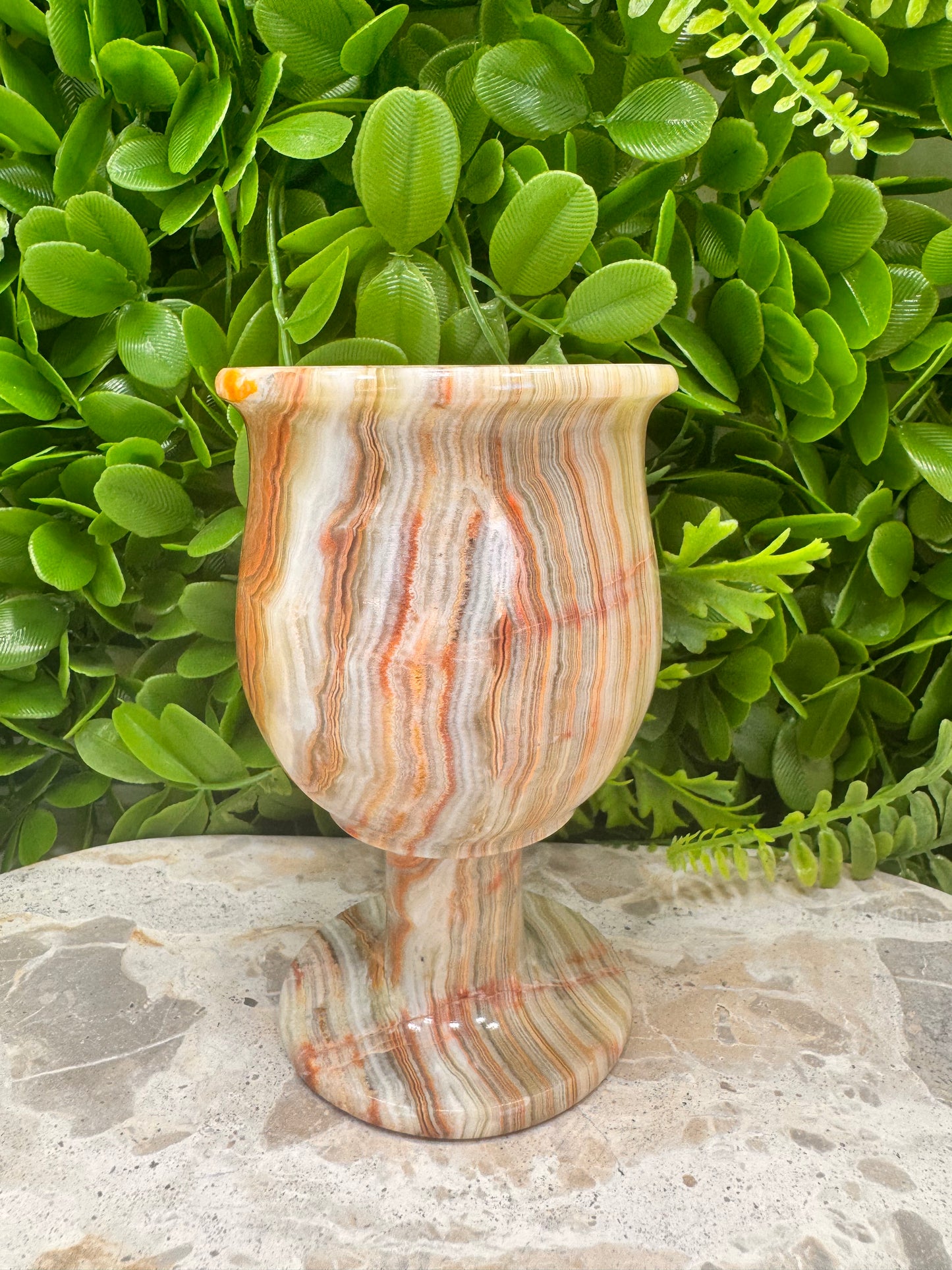Green banded Onyx Wine Goblet 356g