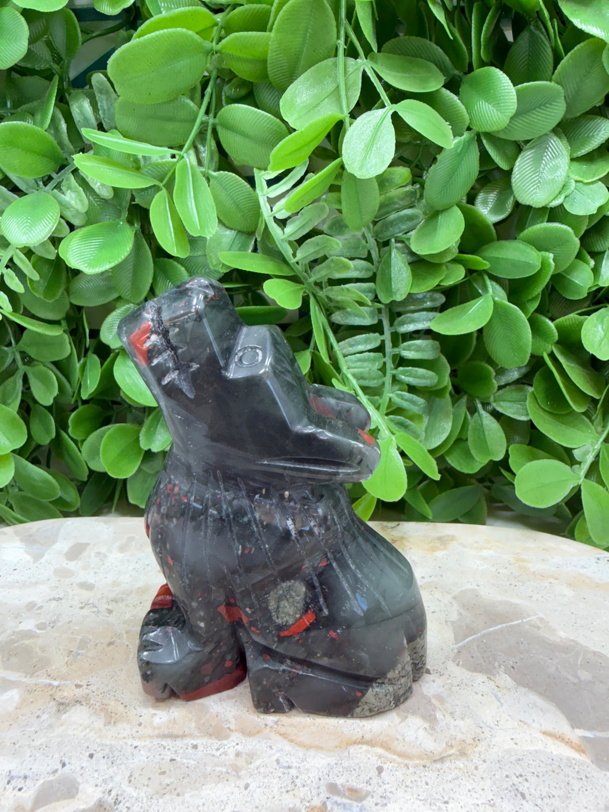 African Blood Stone Wolf 290g | Strength • Courage • Vitality
