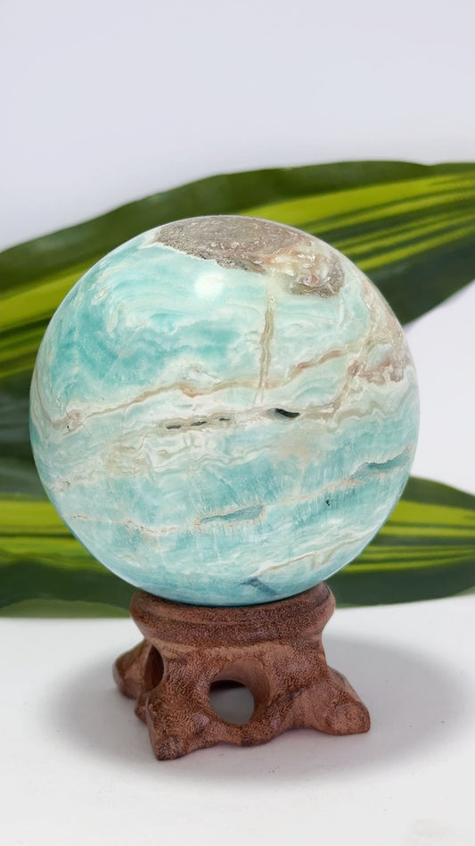 Blue Aragonite Sphere 498g