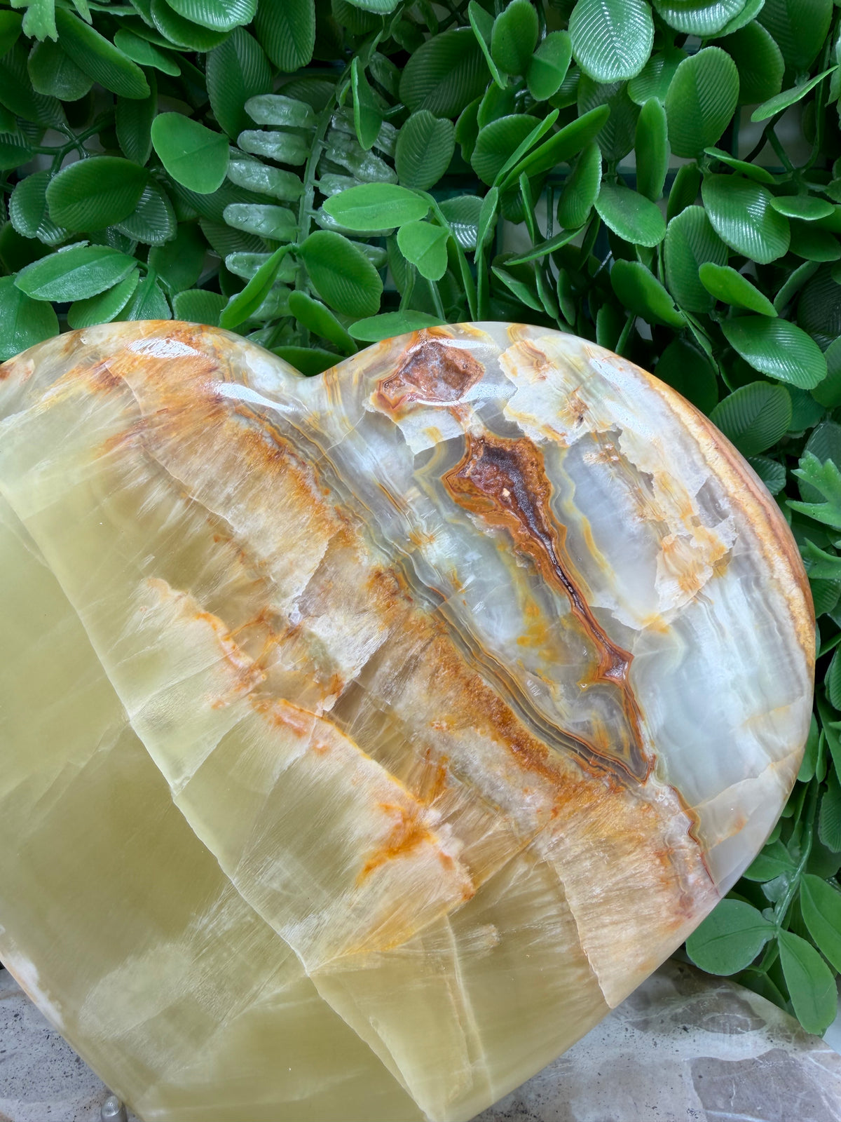 Lemon Banded Calcite Heart | Joy • Confidence • Motivation