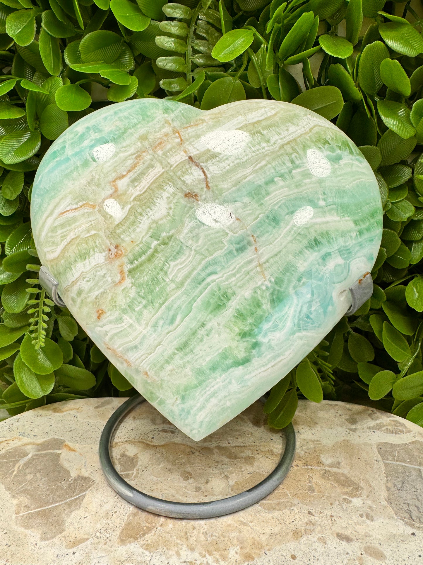 Blue Caribbean Calcite Heart 1518g