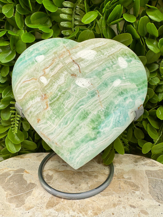 Blue Caribbean Calcite Heart 1518g