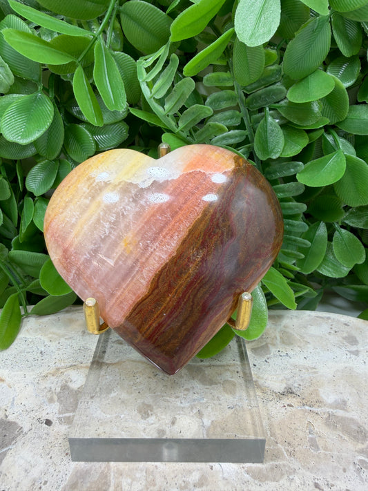 Peach Banded Calcite Heart 174g