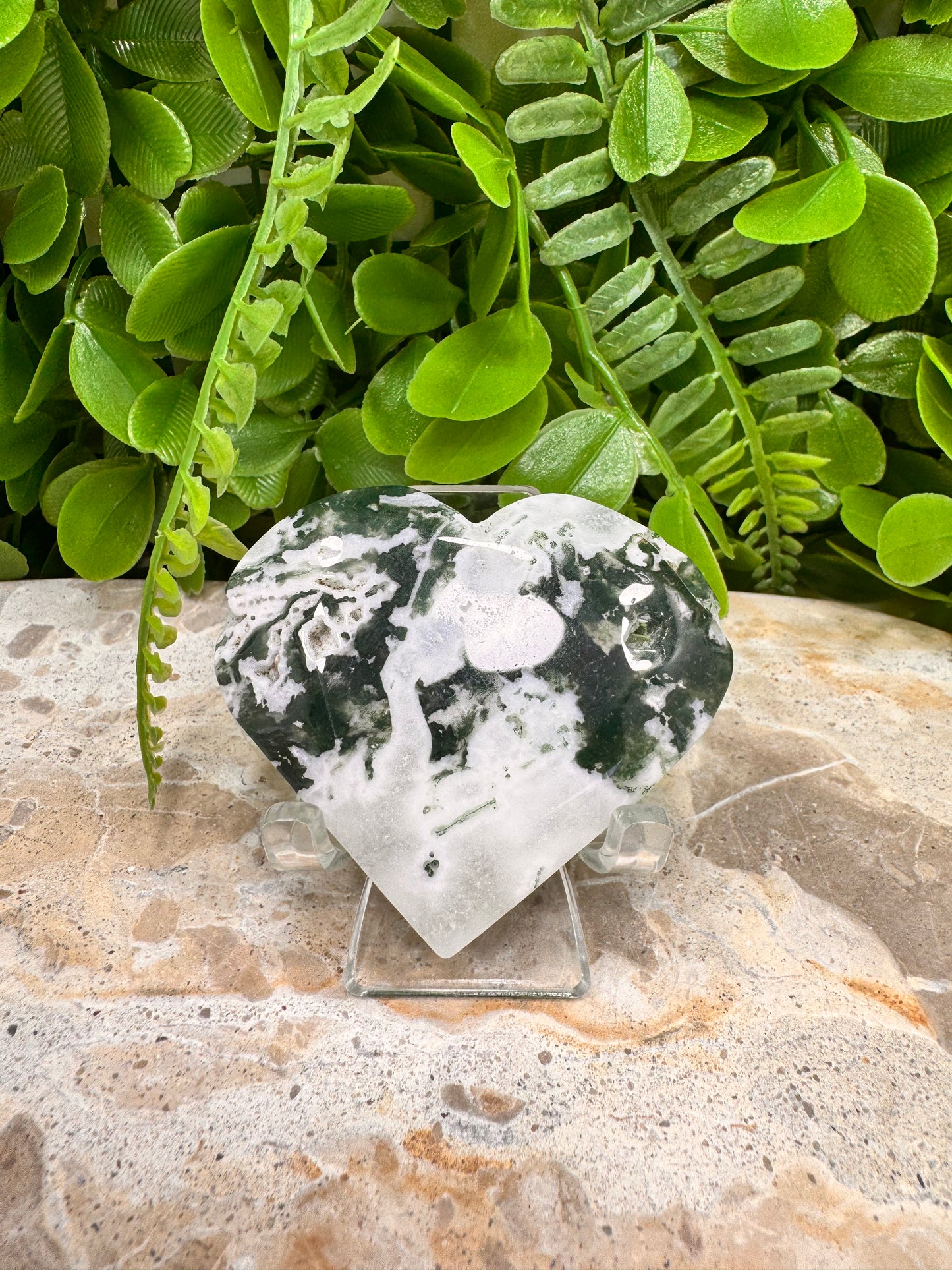 Moss Agate Heart 80g