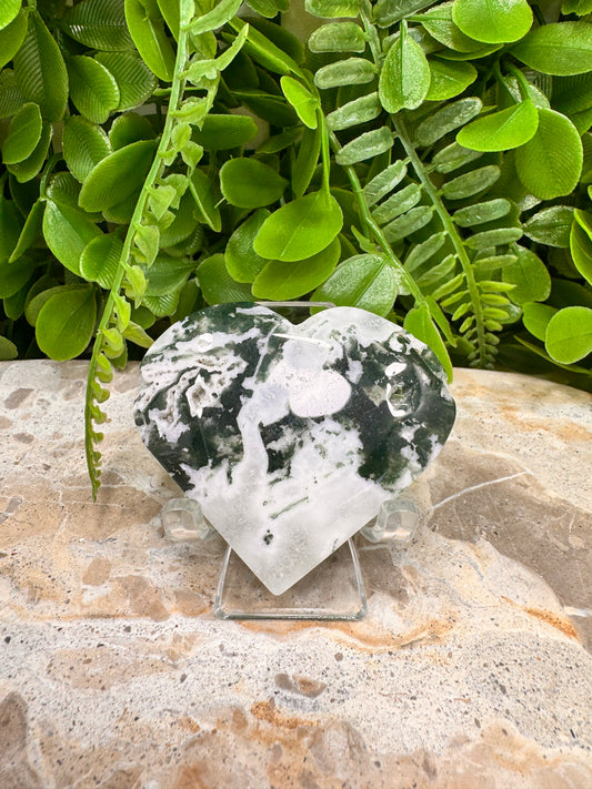 Moss Agate Heart 80g