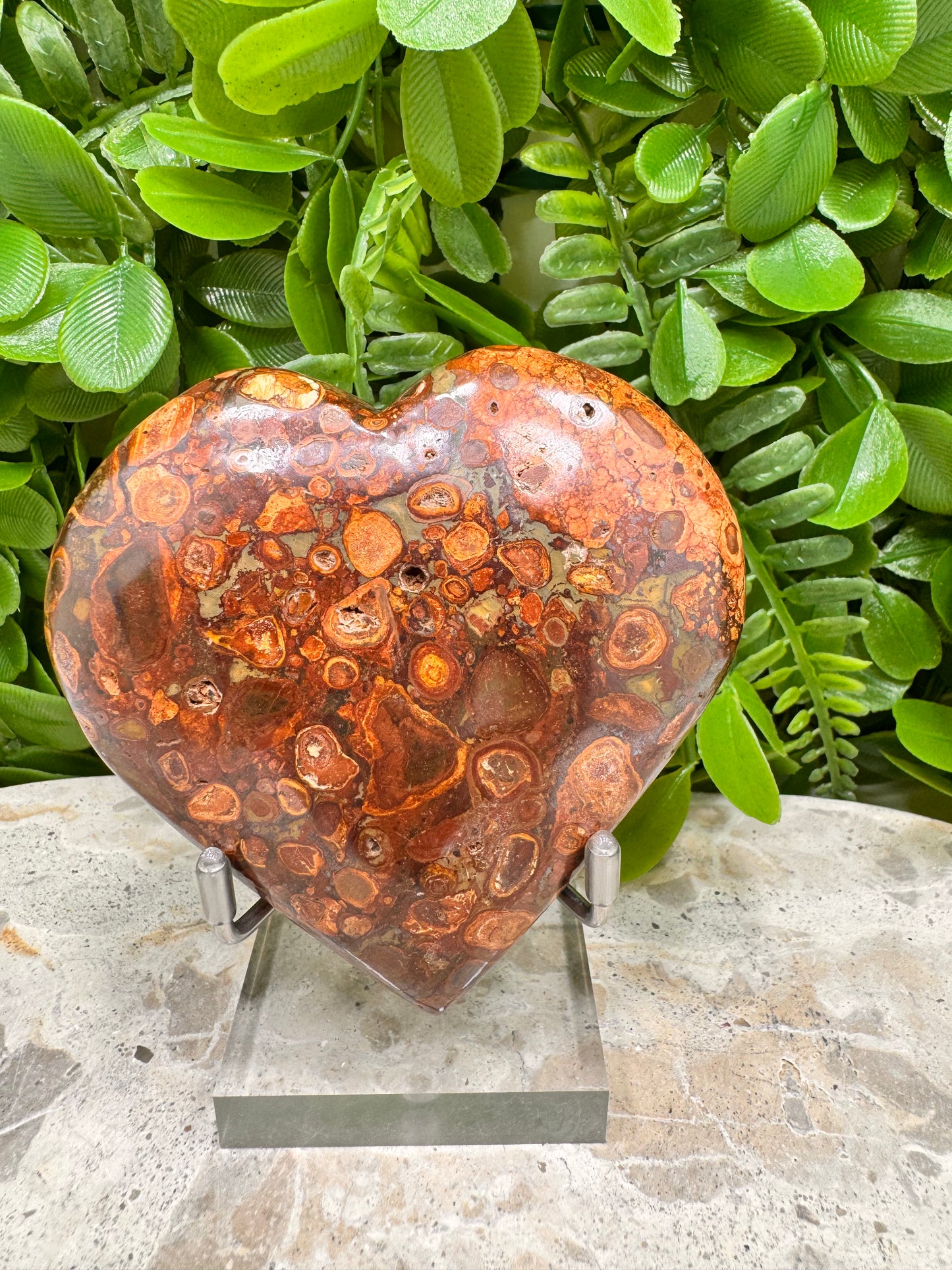 Coral Fossil Japser Heart 256g