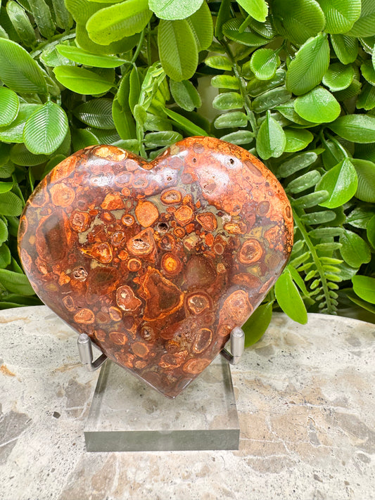 Coral Fossil Japser Heart 256g