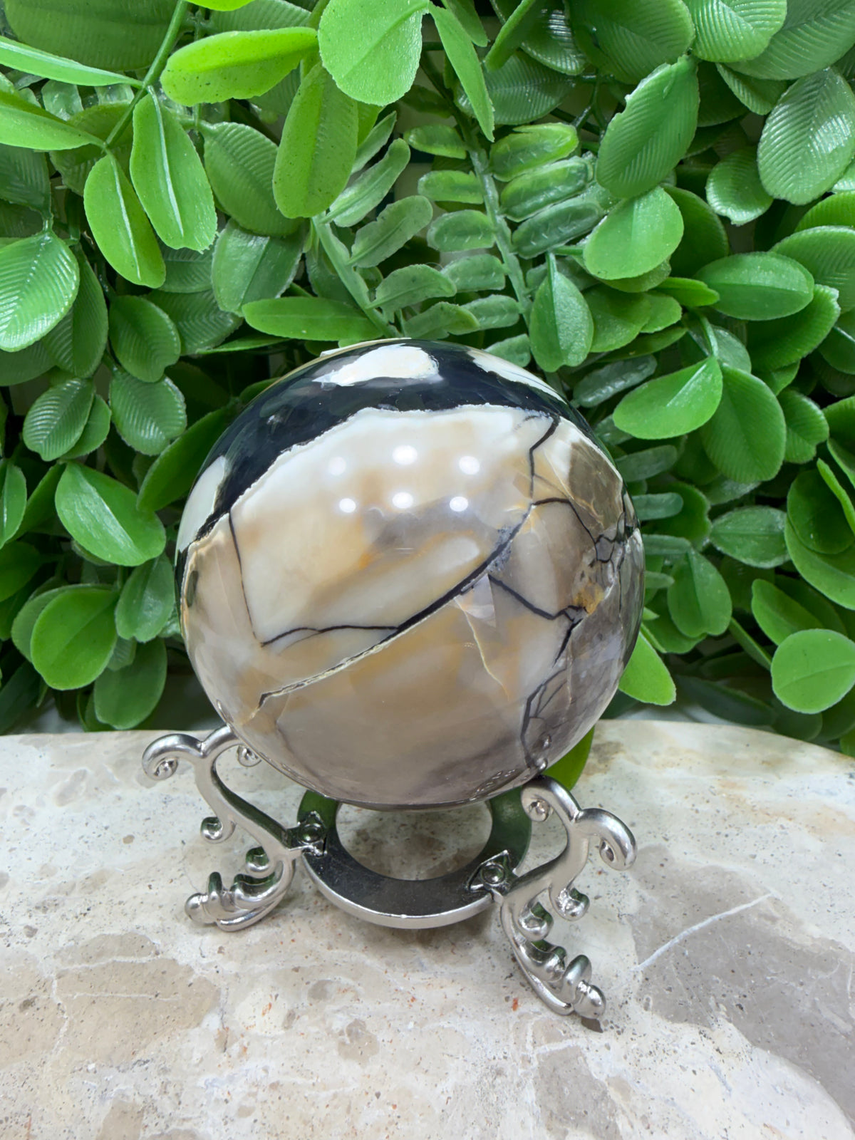 Volcanic Agate Sphere | Grounding • Protection • Strength