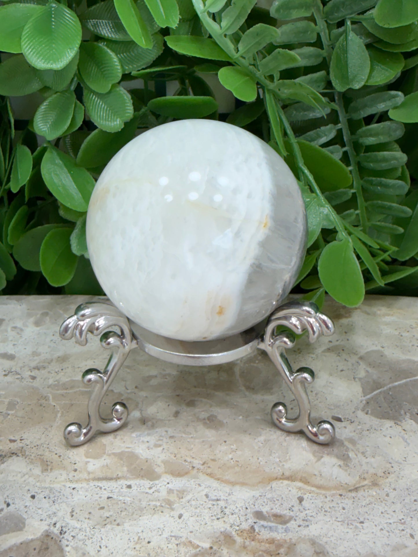 White Fluorite with Pyrite Sphere 292g