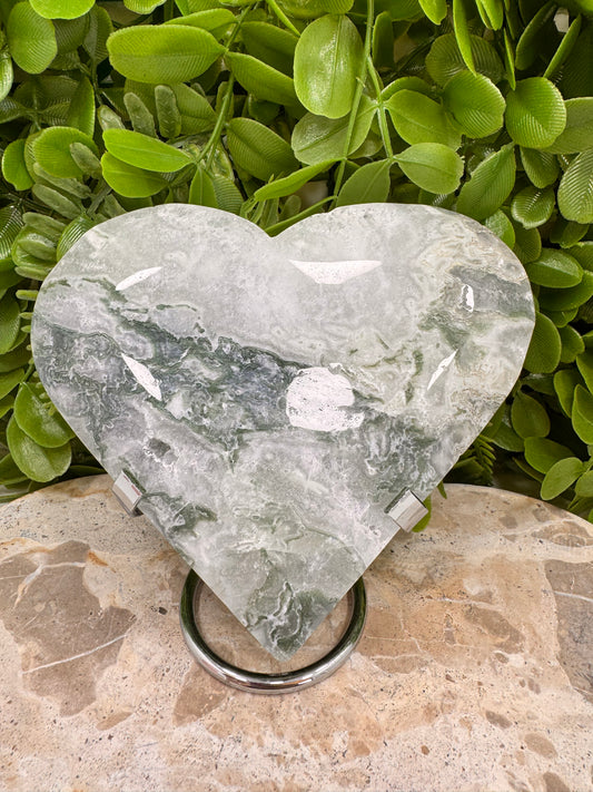 Moss Agate Druzy Heart 528g