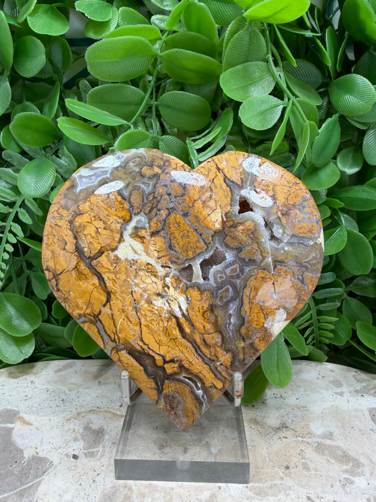 Brecciated Drusy Agate Heart | Strength • Grounding • Stability