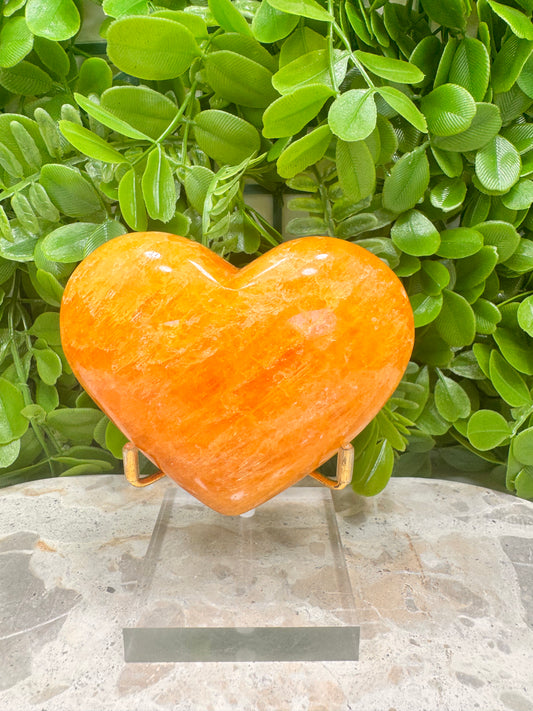 Crystalised Orange Calcite Heart 422g