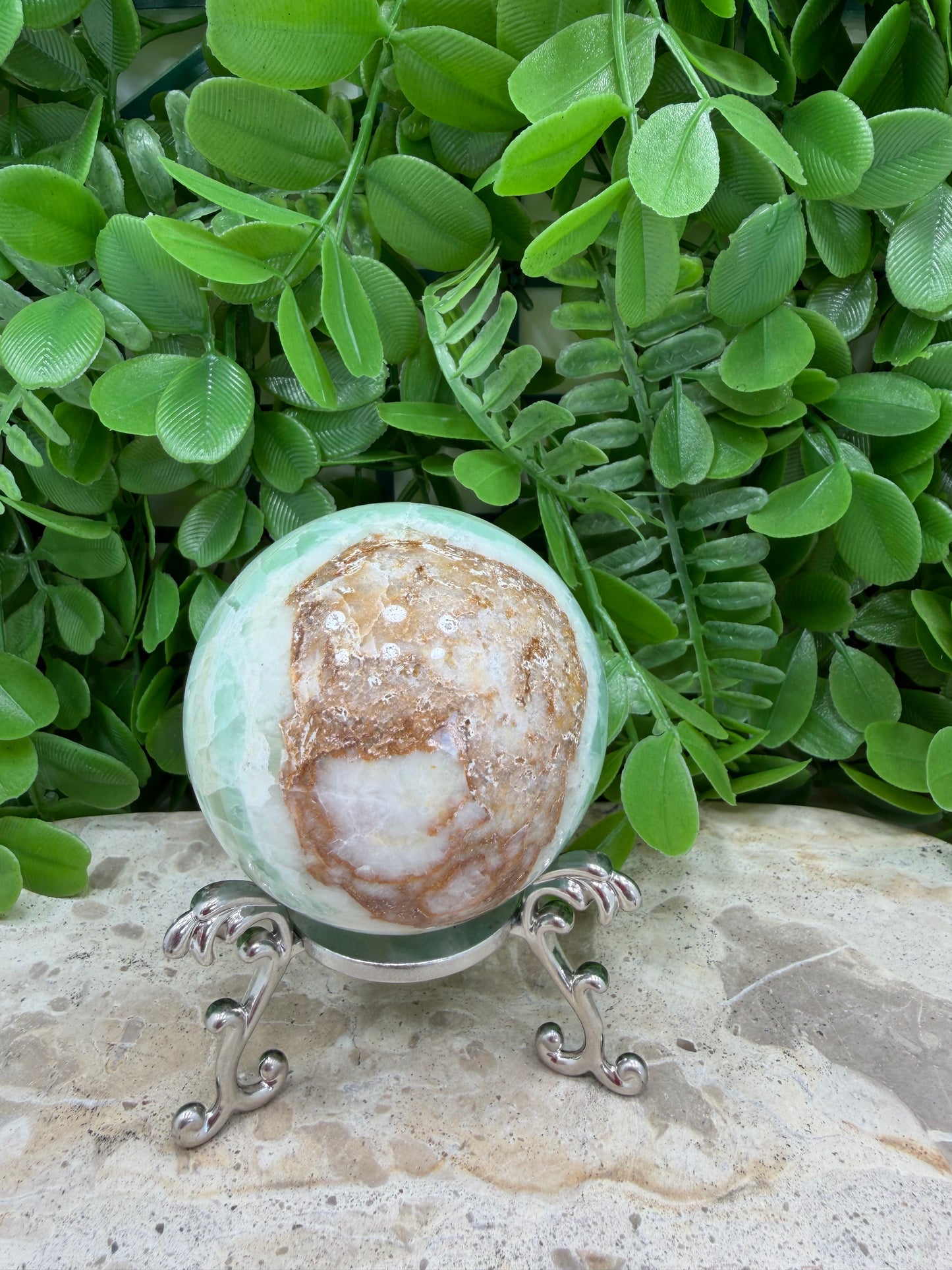 Green Ocean Calcite Sphere 350g