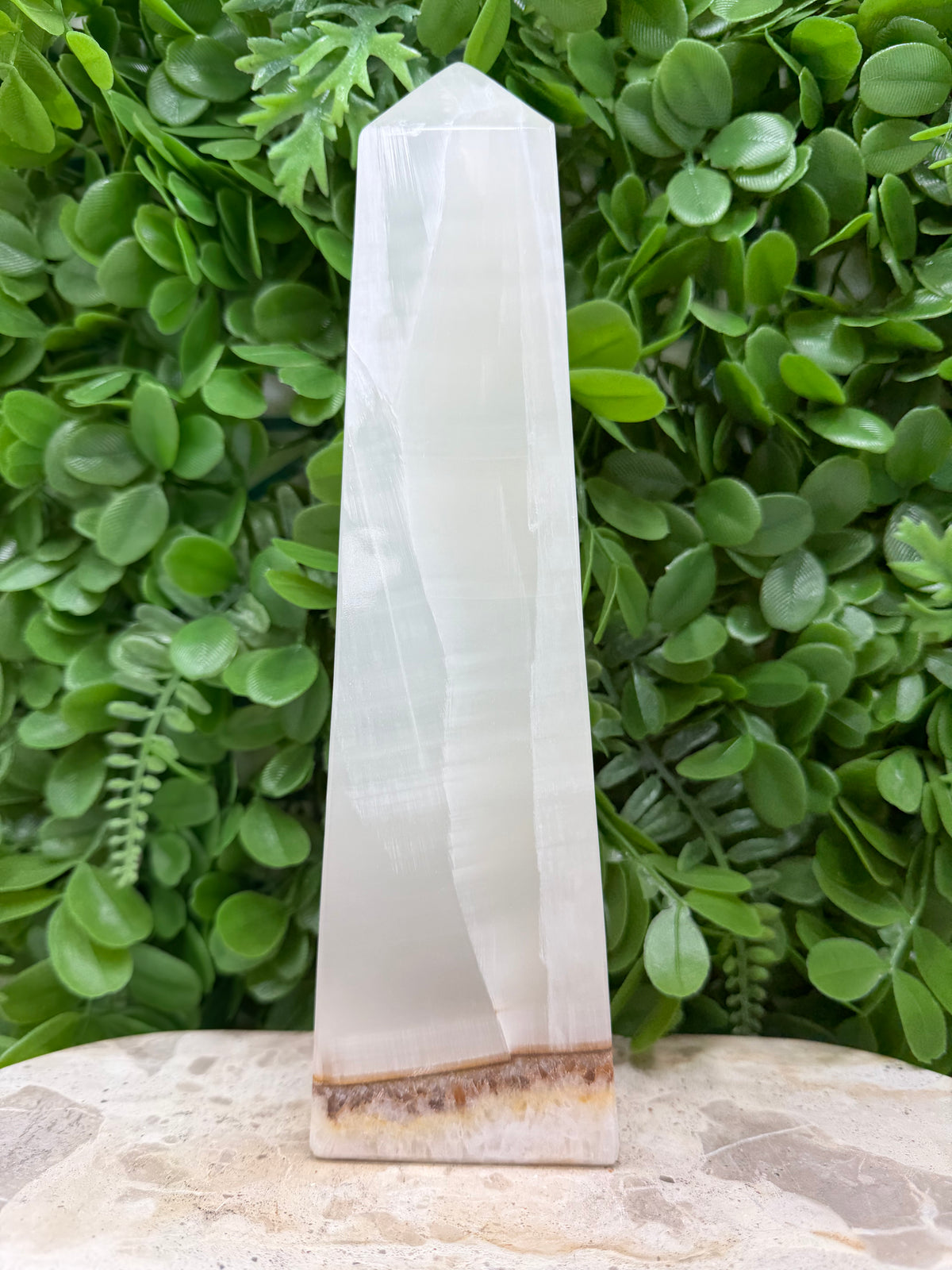 Dendritic Silky White Calcite Tower | Calm • Clarity • Balance