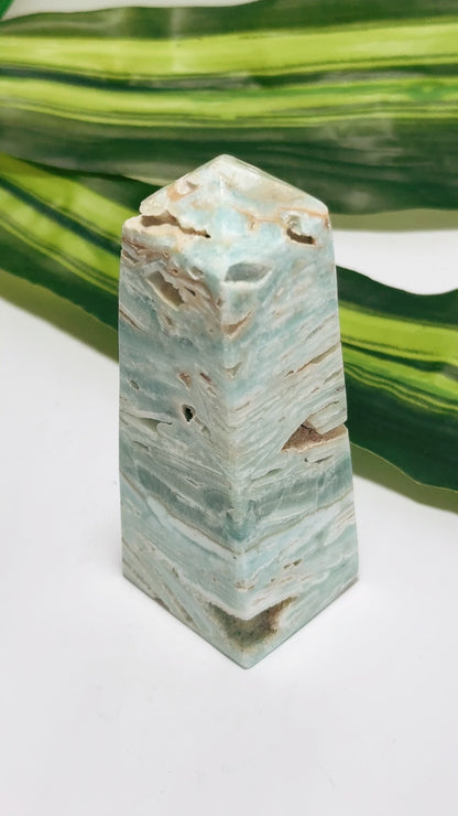Blue Aragonite with Smithsonite Tower 194g