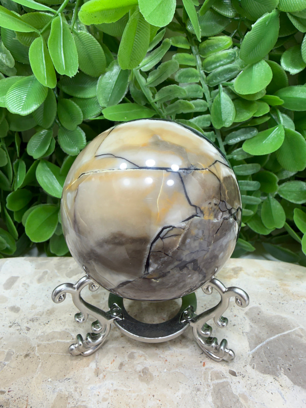 Volcanic Agate Sphere | Grounding • Protection • Strength