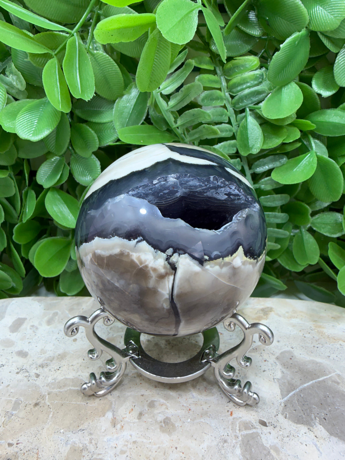Volcanic Agate Sphere | Grounding • Protection • Strength